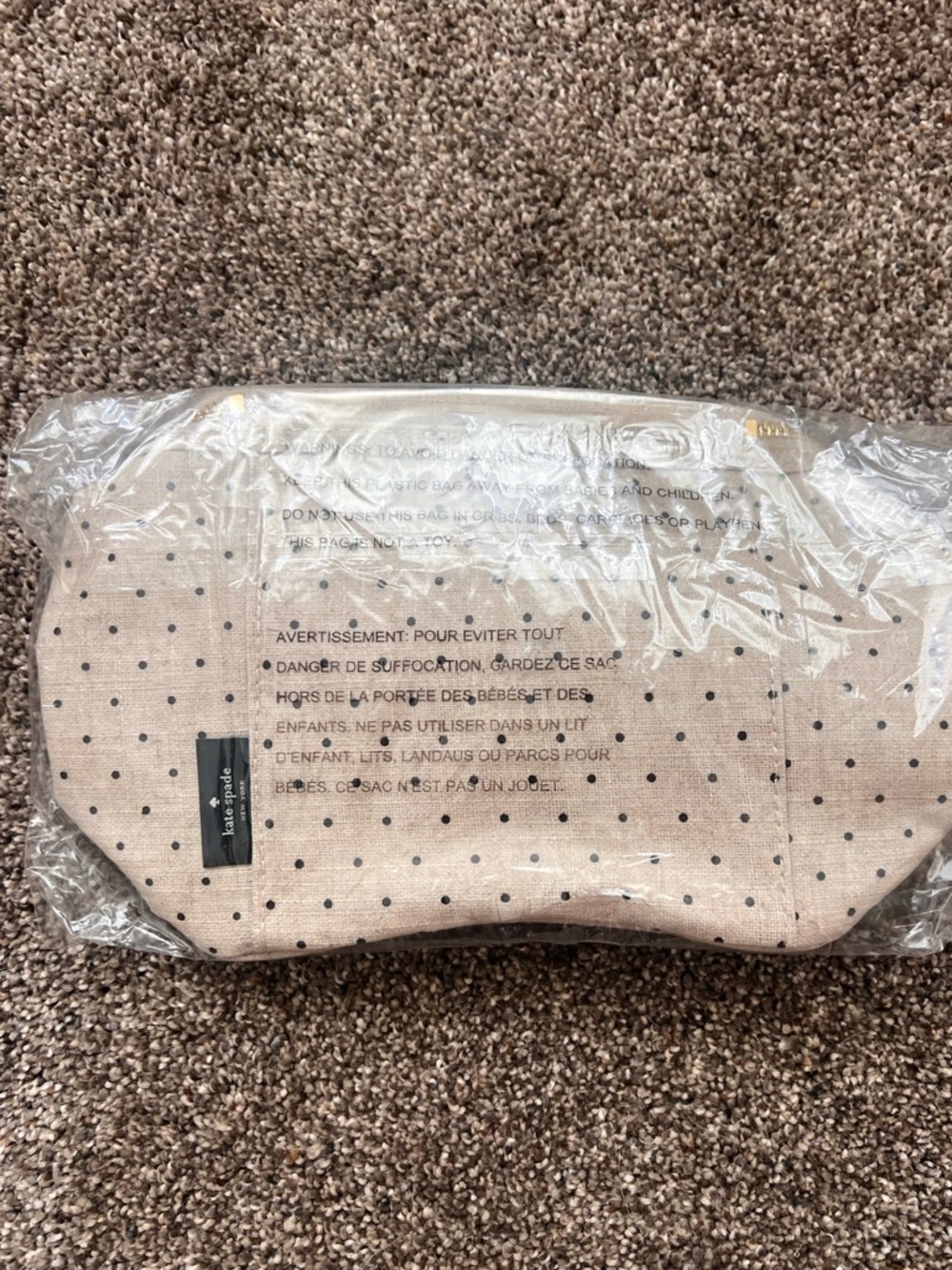 Kate Spade Polka Dot Cosmetic Pouch - Beige with Black Dots